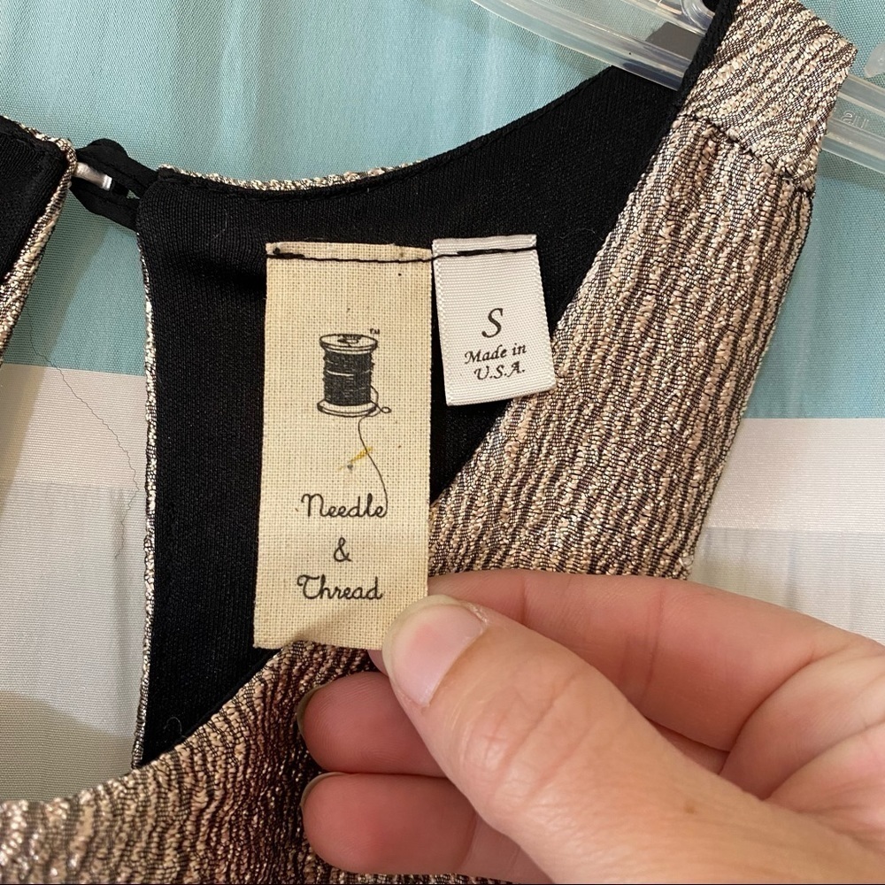 Needle & Thread Metallic & Black Sleeveless Dress Sz Small - Picture 2 of 9